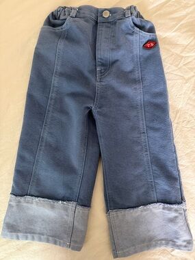 Kids Blue Wide-Leg Cuffed Pants